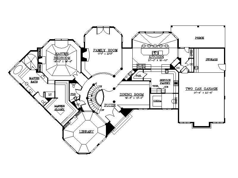 Floor Plan First Story of Colonial Plan #106-1053