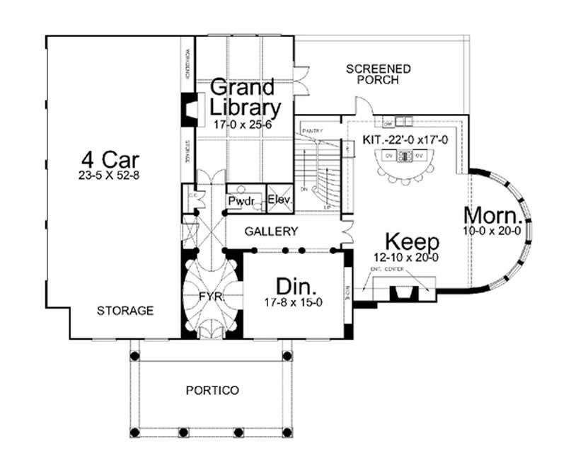 Floor Plan First Story of European Plan #106-1054