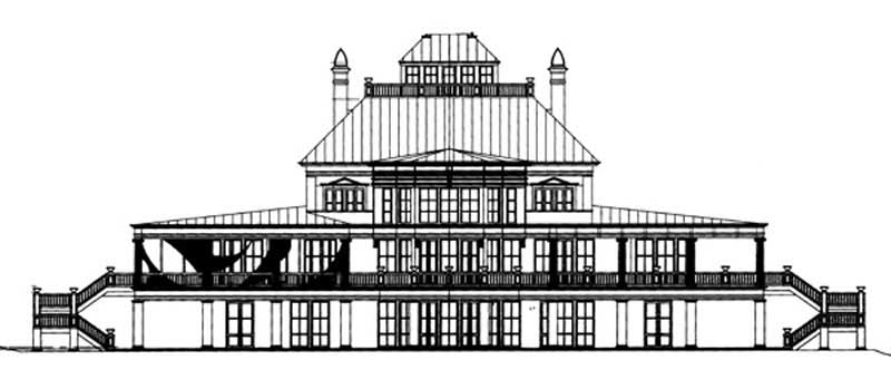 Home Plan Rear Elevation of this 4-Bedroom,8397 Sq Ft Plan -106-1056