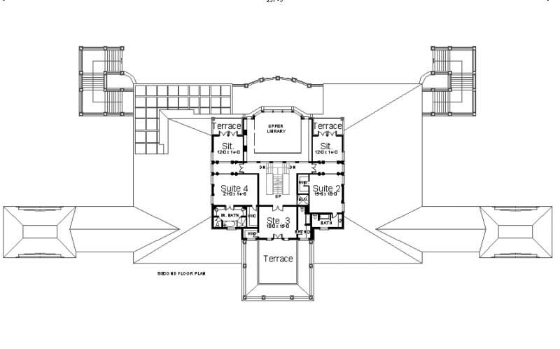 Floor Plan Second Story of European Plan #106-1056