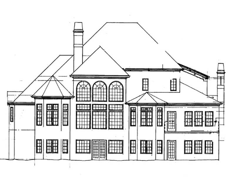 Home Plan Rear Elevation of this 4-Bedroom,3706 Sq Ft Plan -106-1061