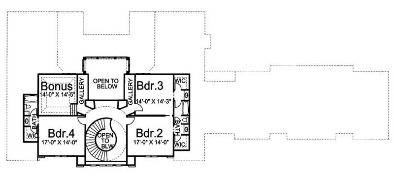 Floor Plan Second Story of Colonial Plan #106-1062