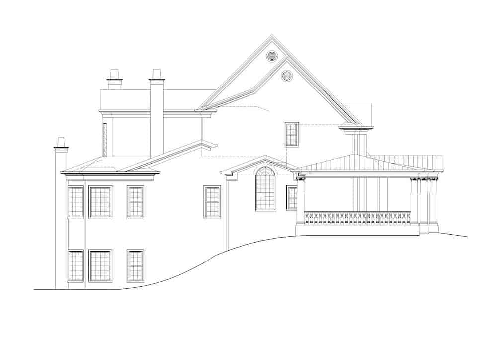 Home Plan Left Elevation of this 5-Bedroom,5083 Sq Ft Plan -106-1063