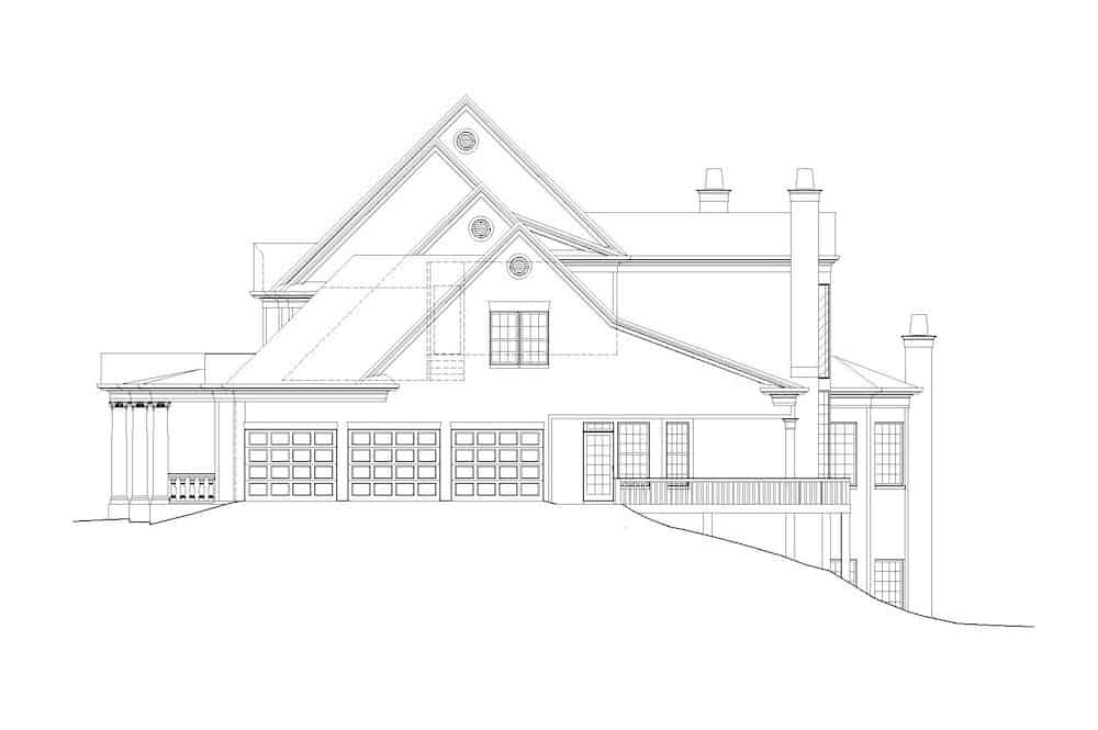 Home Plan Right Elevation of this 5-Bedroom,5083 Sq Ft Plan -106-1063