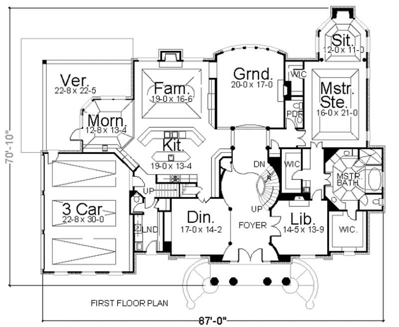 Floor Plan First Story of Colonial Plan #106-1064