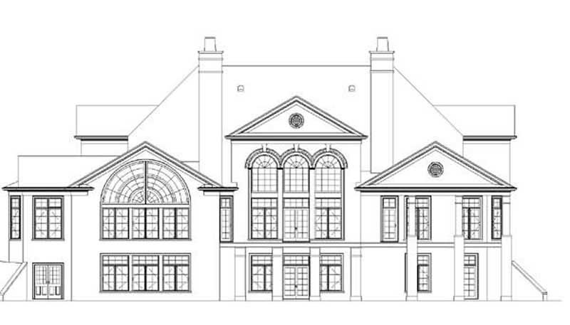 Home Plan Rear Elevation of this 4-Bedroom,5493 Sq Ft Plan -106-1066