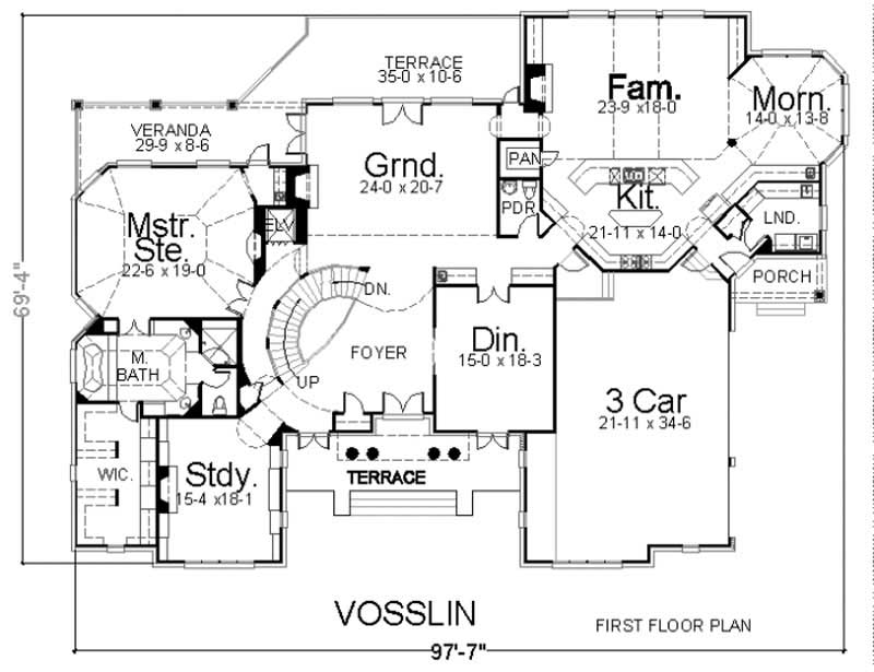 Floor Plan First Story of European Plan #106-1066