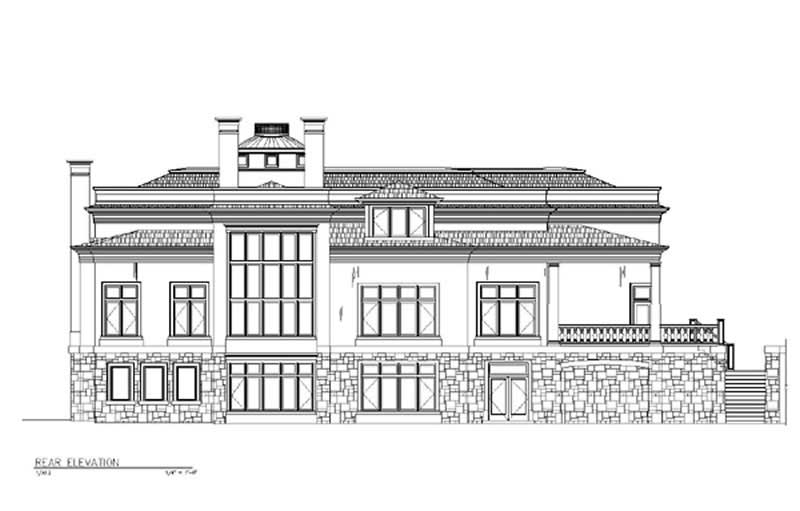 Home Plan Rear Elevation of this 6-Bedroom,5700 Sq Ft Plan -106-1067