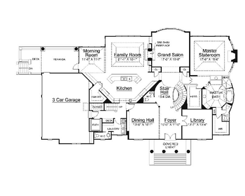 Floor Plan First Story of European Plan #106-1067