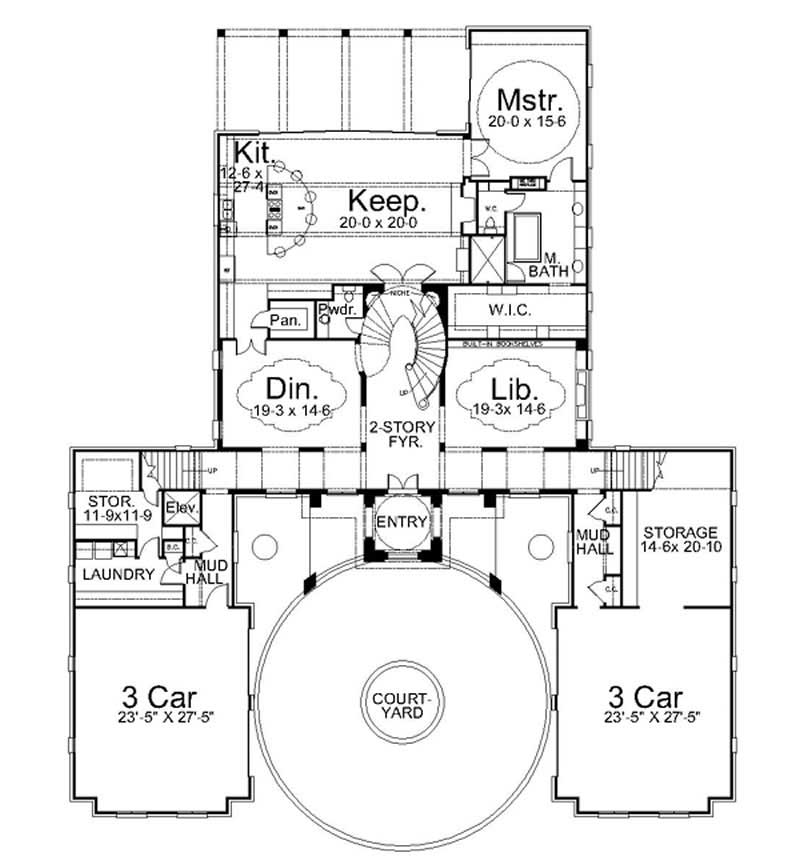 Floor Plan First Story of European Plan #106-1068