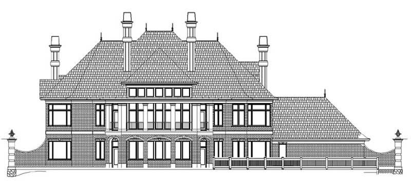 Home Plan Rear Elevation of this 5-Bedroom,6615 Sq Ft Plan -106-1069