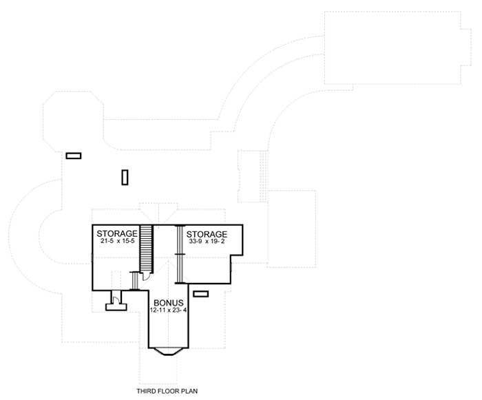 Floor Plan Third Story of Colonial Plan #106-1070
