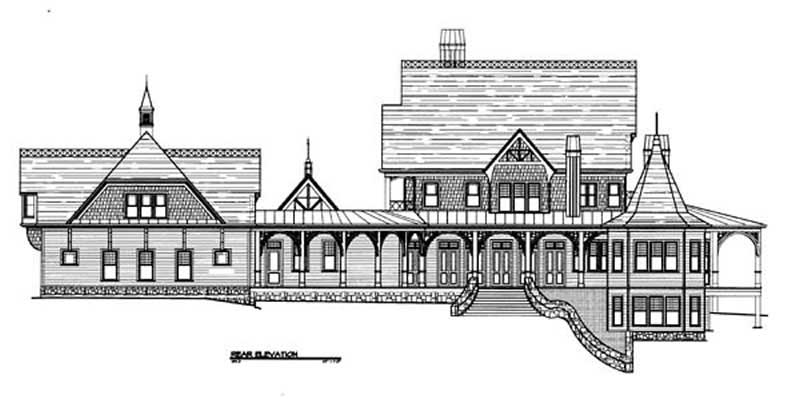 Home Plan Rear Elevation of this 5-Bedroom,6728 Sq Ft Plan -106-1070