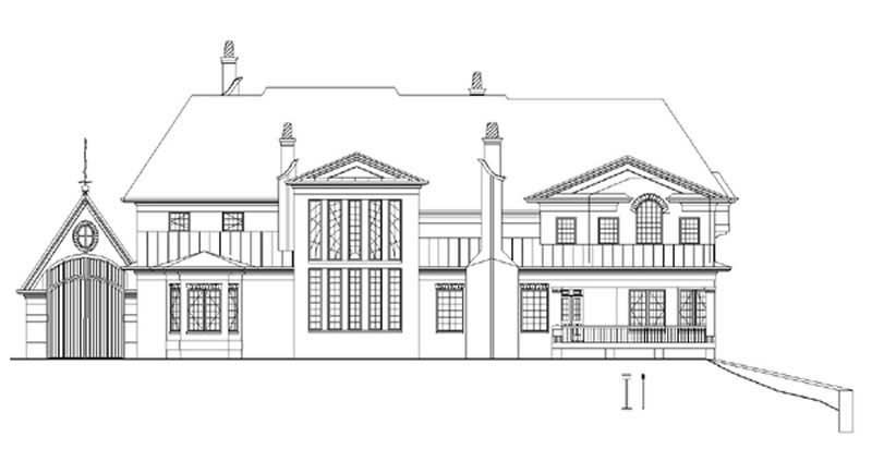 Home Plan Rear Elevation of this 5-Bedroom,6972 Sq Ft Plan -106-1071