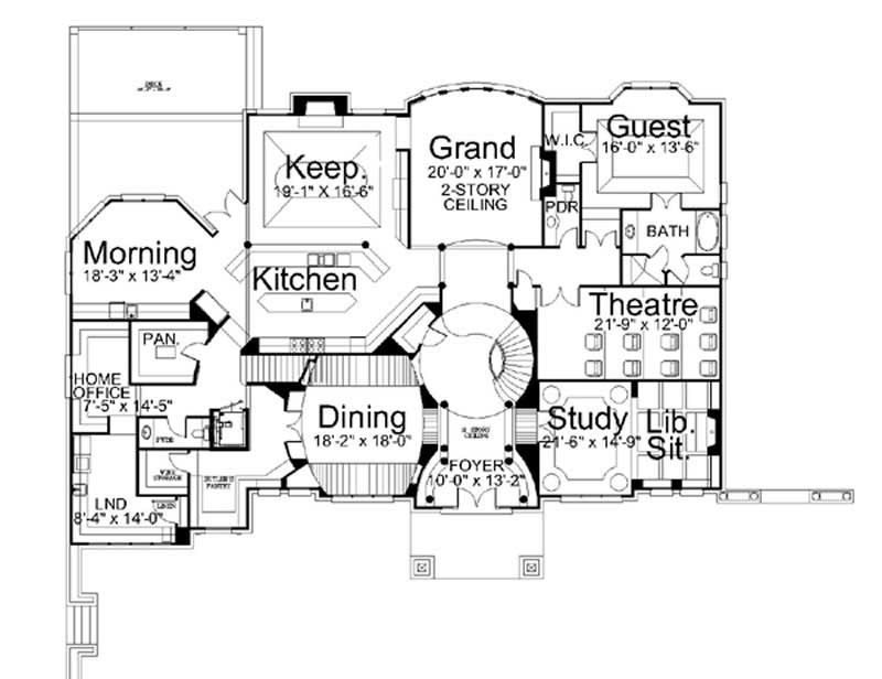 Floor Plan First Story of European Plan #106-1071