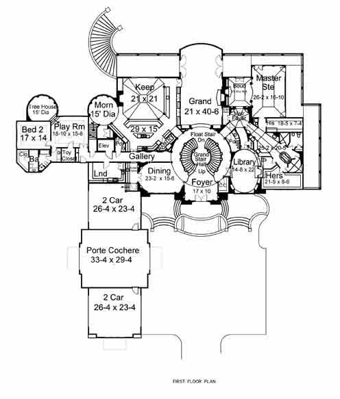 Floor Plan First Story of European Plan #106-1072