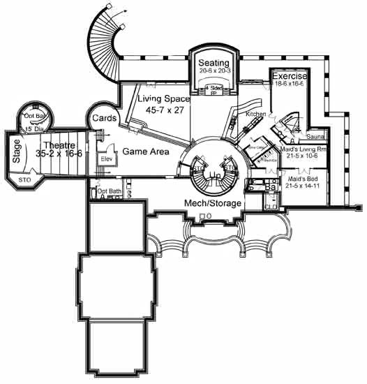Floor Plan Basement of European Plan #106-1072