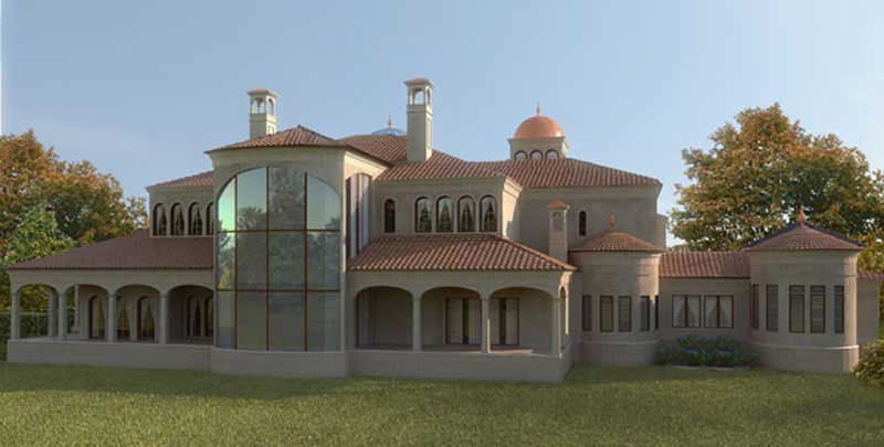 Home Plan Rear Elevation of this 5-Bedroom,13616 Sq Ft Plan -106-1072