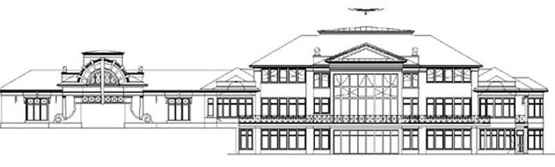 Home Plan Rear Elevation of this 5-Bedroom,7577 Sq Ft Plan -106-1074