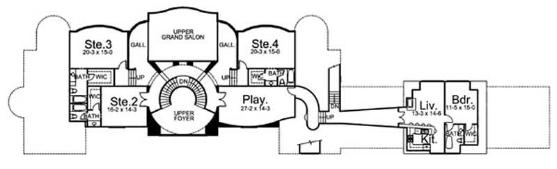 Floor Plan Second Story of European Plan #106-1074