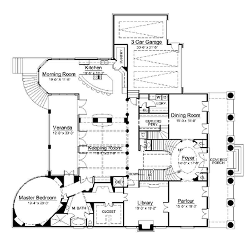 Floor Plan First Story of Craftsman Plan #106-1075