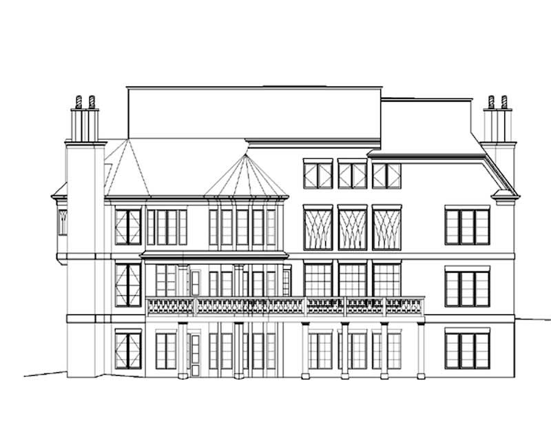 Home Plan Rear Elevation of this 5-Bedroom,6626 Sq Ft Plan -106-1076
