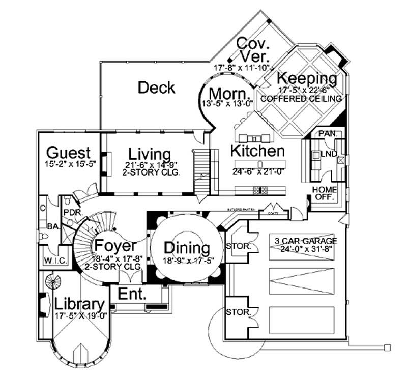 Floor Plan First Story of European Plan #106-1076