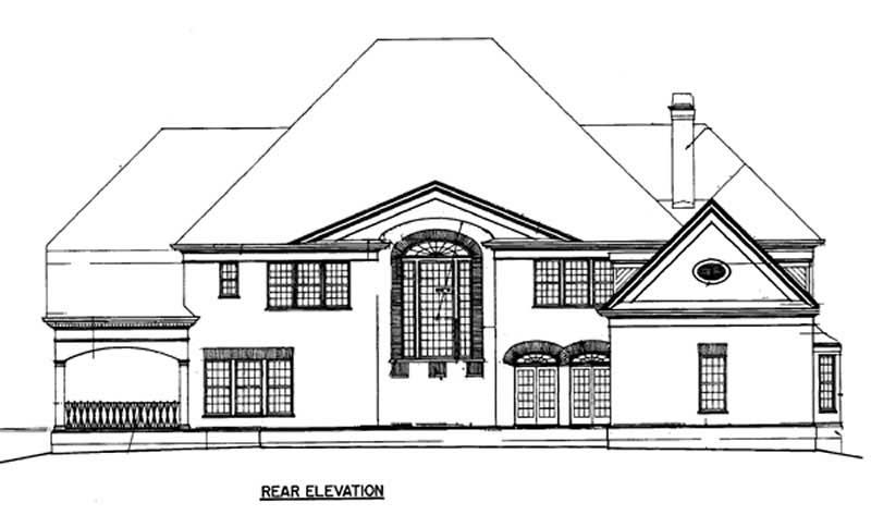 Home Plan Rear Elevation of this 5-Bedroom,5717 Sq Ft Plan -106-1077
