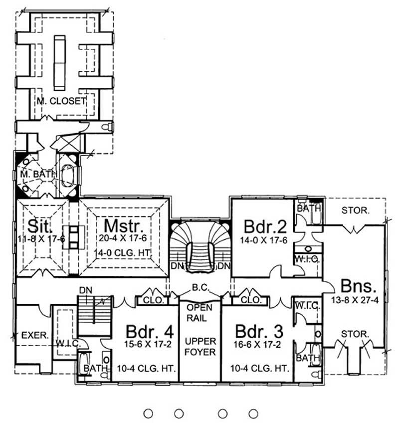 Floor Plan Second Story of Colonial Plan #106-1077