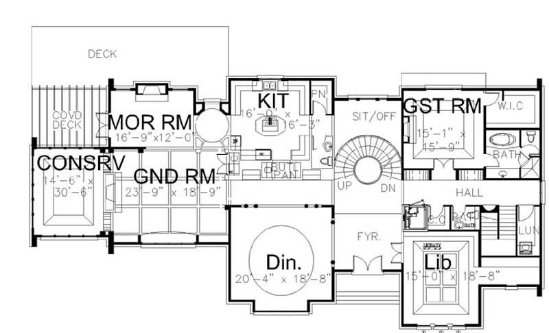 Floor Plan First Story of European Plan #106-1079