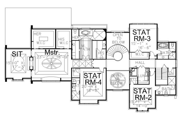 Floor Plan Second Story of European Plan #106-1079