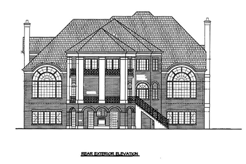 Home Plan Rear Elevation of this 4-Bedroom,4390 Sq Ft Plan -106-1080
