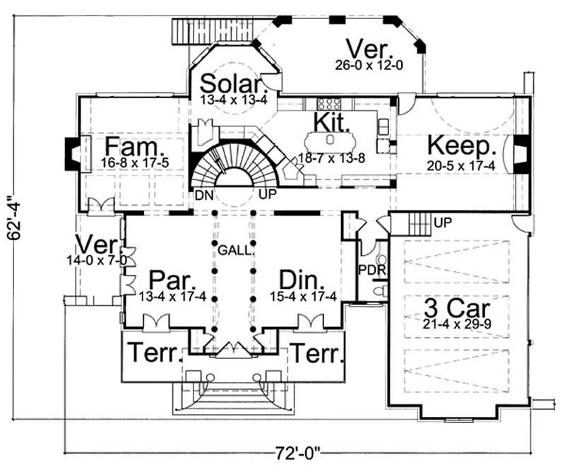 Floor Plan First Story of Colonial Plan #106-1080