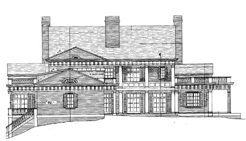 Home Plan Rear Elevation of this 4-Bedroom,6987 Sq Ft Plan -106-1081