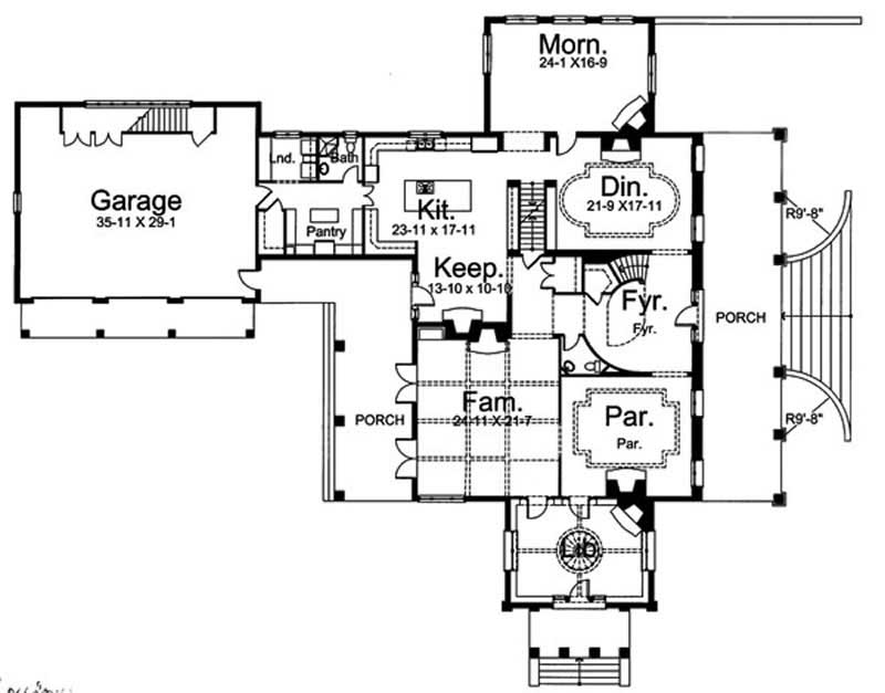Floor Plan First Story of European Plan #106-1081
