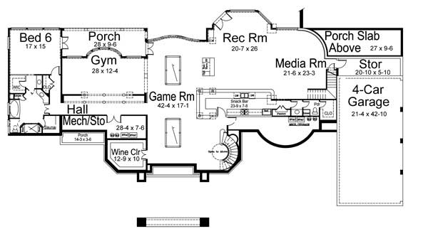 Floor Plan Basement of Colonial Plan #106-1083