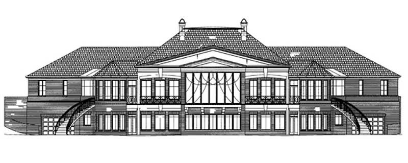 Home Plan Rear Elevation of this 4-Bedroom,7281 Sq Ft Plan -106-1084