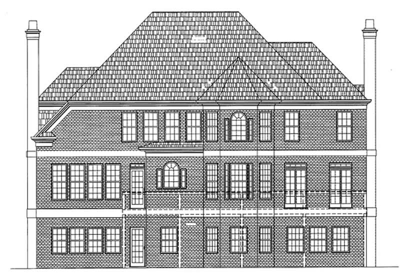 Home Plan Rear Elevation of this 4-Bedroom,3169 Sq Ft Plan -106-1087