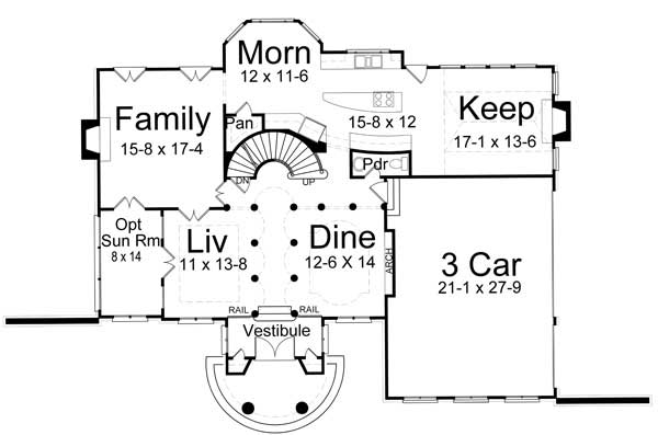 Floor Plan First Story of European Plan #106-1087