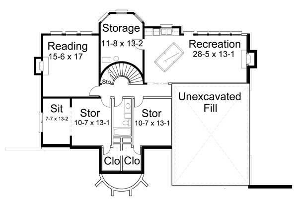 Floor Plan Basement of European Plan #106-1087