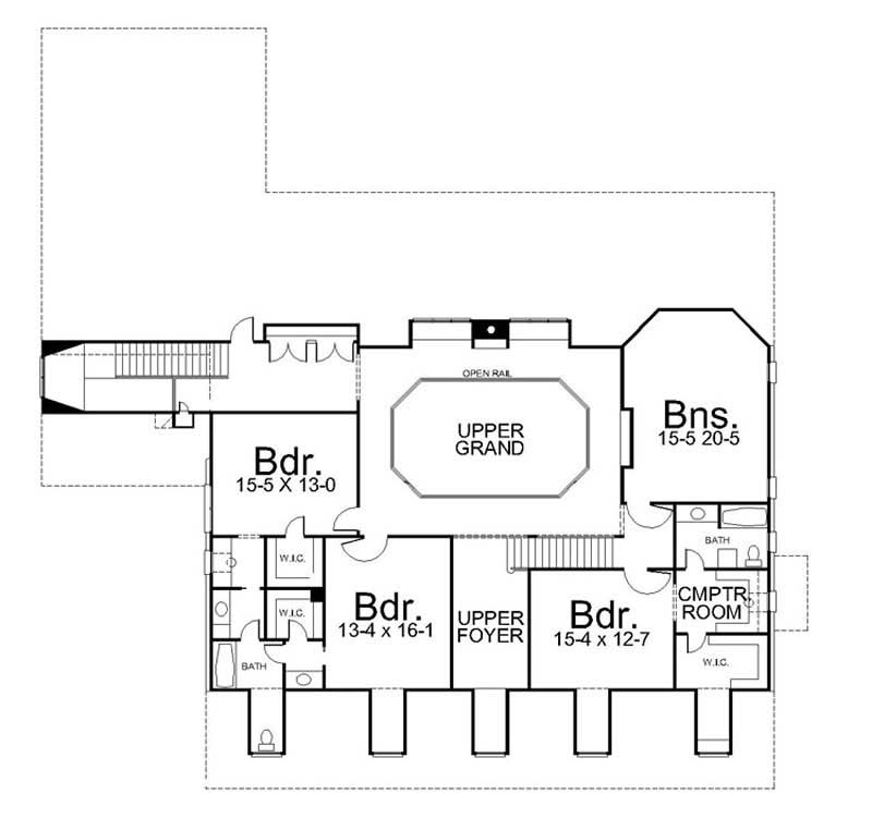 Floor Plan Second Story of Contemporary Plan #106-1088