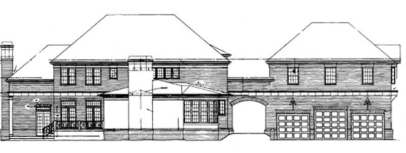 Home Plan Rear Elevation of this 4-Bedroom,4111 Sq Ft Plan -106-1089