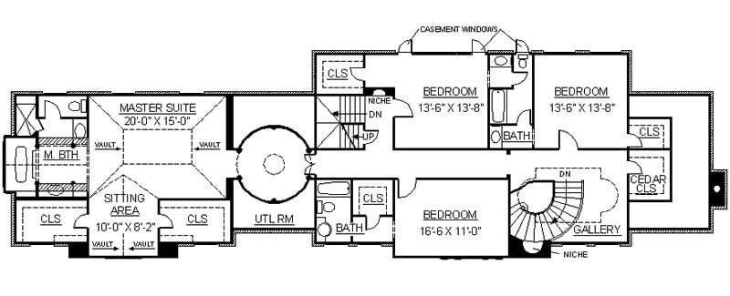 Floor Plan Second Story of European Plan #106-1089