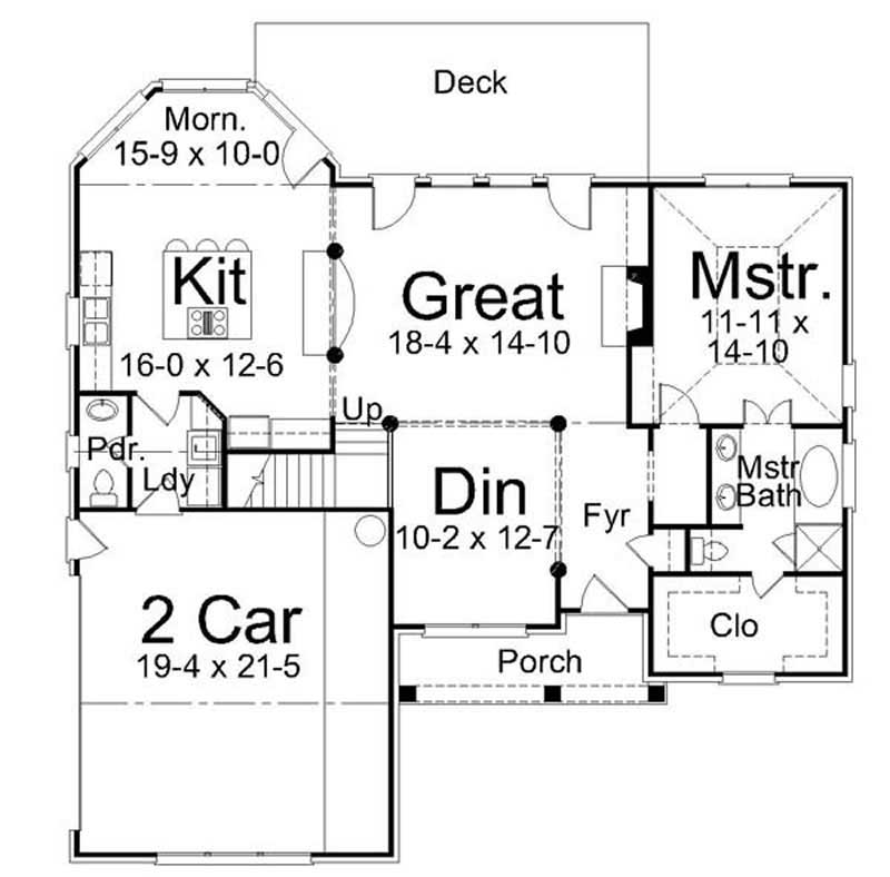 Floor Plan First Story of European Plan #106-1090