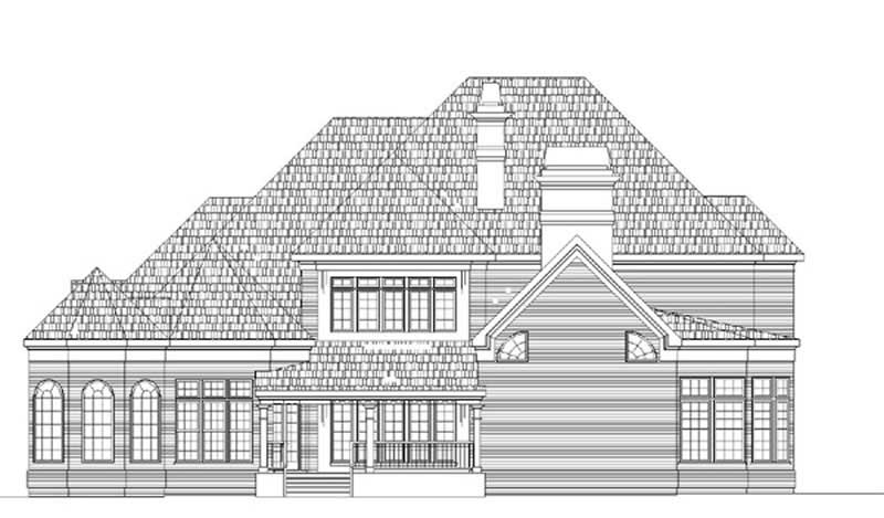 Home Plan Rear Elevation of this 4-Bedroom,4550 Sq Ft Plan -106-1095