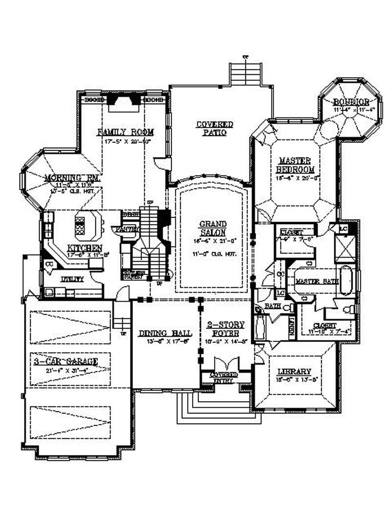 Floor Plan Main Level of European Plan #106-1095
