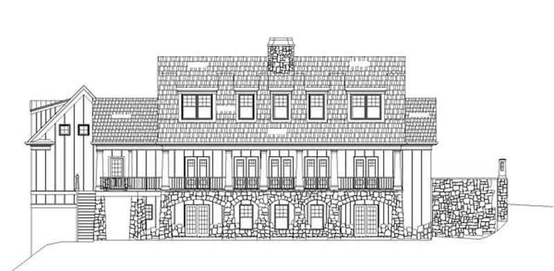 Home Plan Rear Elevation of this 4-Bedroom,2757 Sq Ft Plan -106-1097