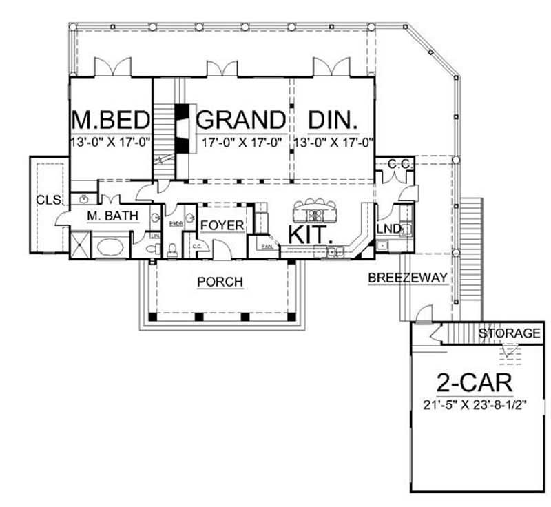 Floor Plan First Story of European Plan #106-1097