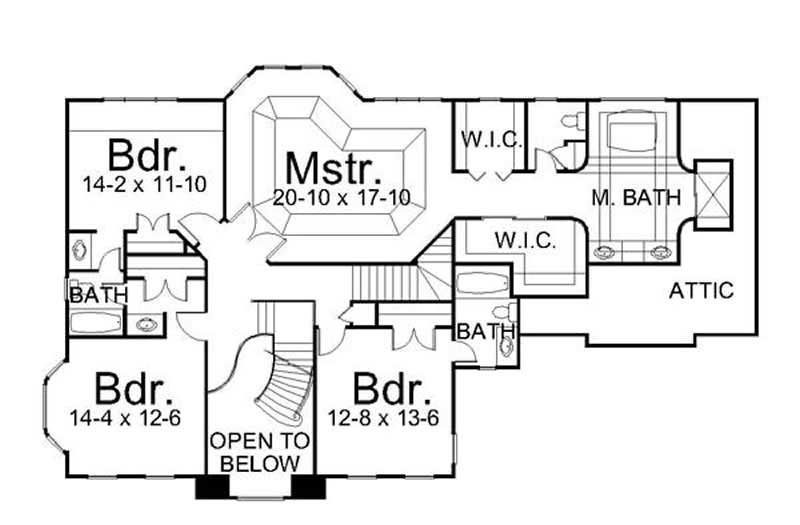 Floor Plan Second Story of European Plan #106-1099