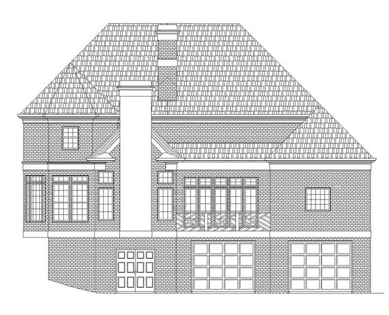 Home Plan Rear Elevation of this 4-Bedroom,3447 Sq Ft Plan -106-1100